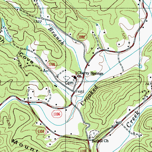 Topographic Map of Cherry Springs Church, NC
