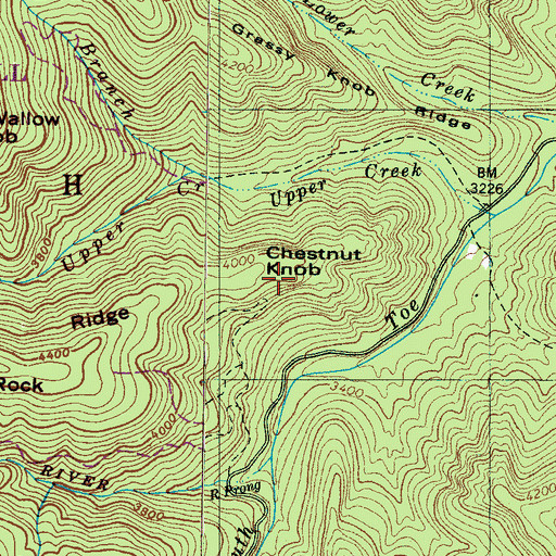 Topographic Map of Chestnut Knob, NC