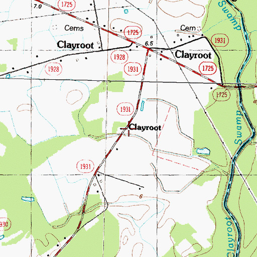 Topographic Map of Clayroot, NC