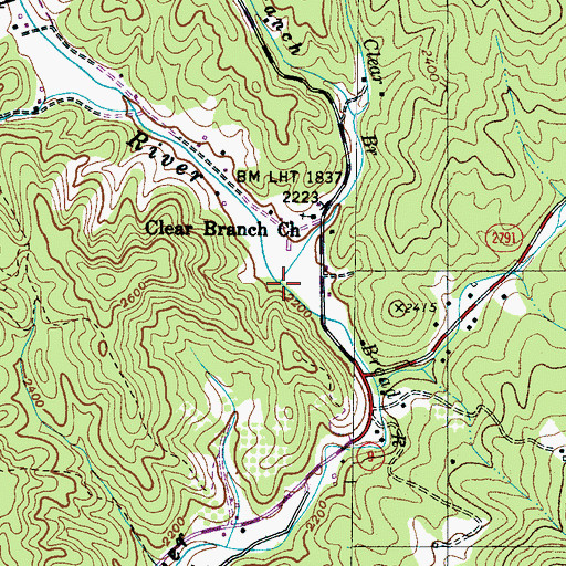 Topographic Map of Clear Branch, NC