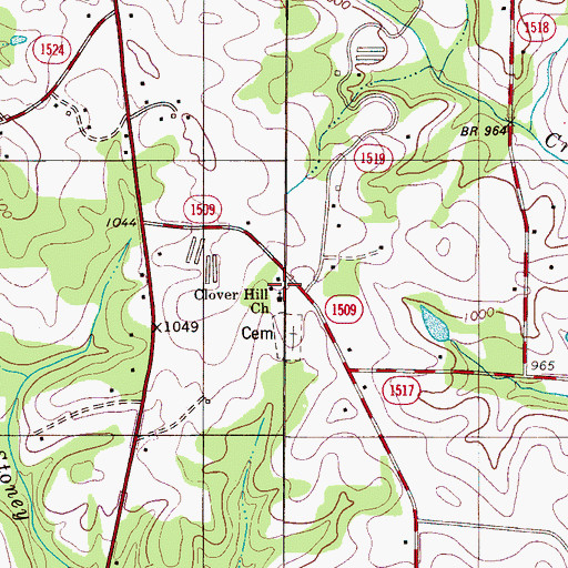 Topographic Map of Clover Hill Church, NC