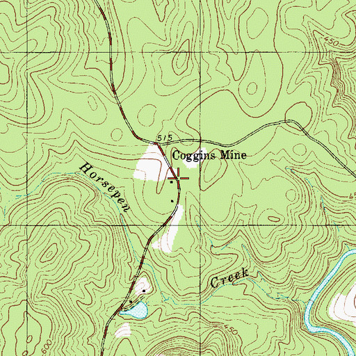 Topographic Map of Coggins Mine, NC
