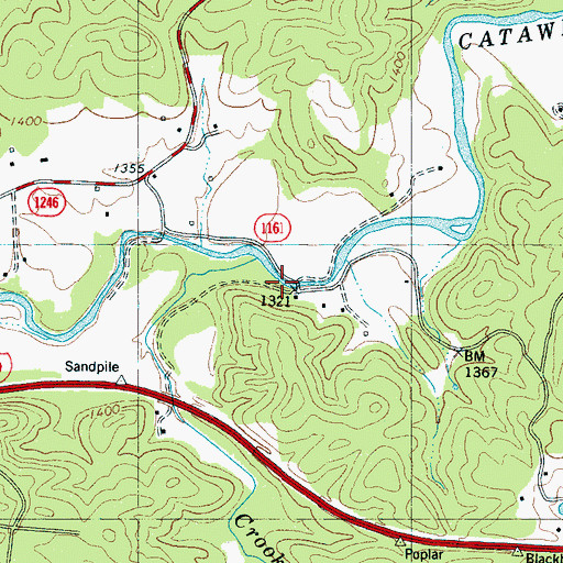 Topographic Map of Crooked Creek, NC