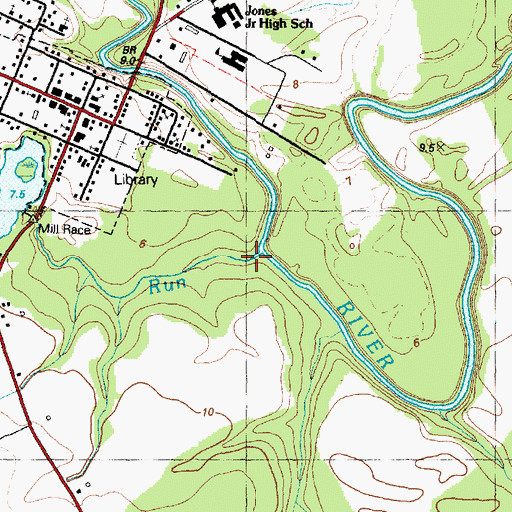 Topographic Map of Crooked Run, NC