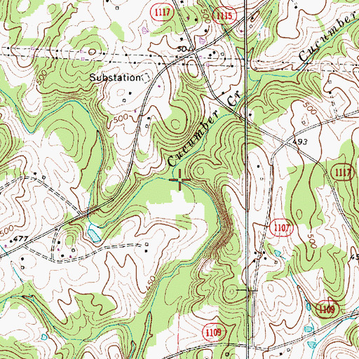 Topographic Map of Cucumber Creek, NC