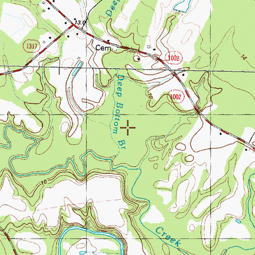 Topographic Map of Deep Bottom Branch, NC