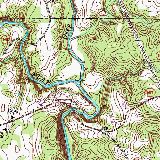 Topographic Map of Deep Creek, NC
