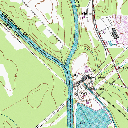 Topographic Map of Deep River, NC