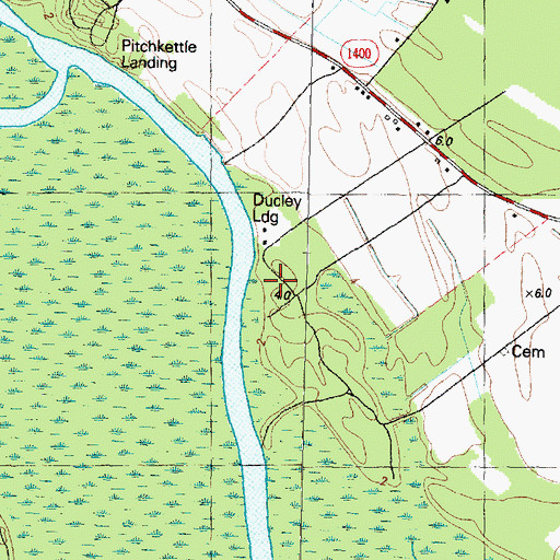 Topographic Map of Dudley Landing, NC