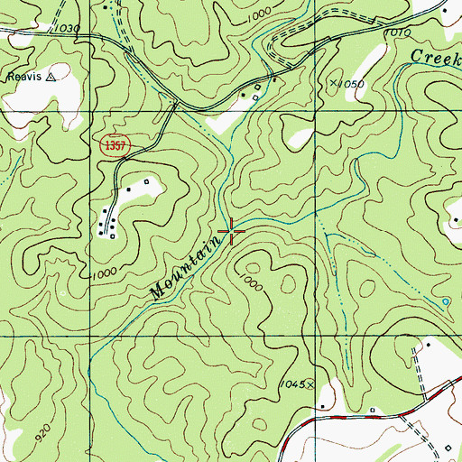 Topographic Map of East Branch Mountain Creek, NC