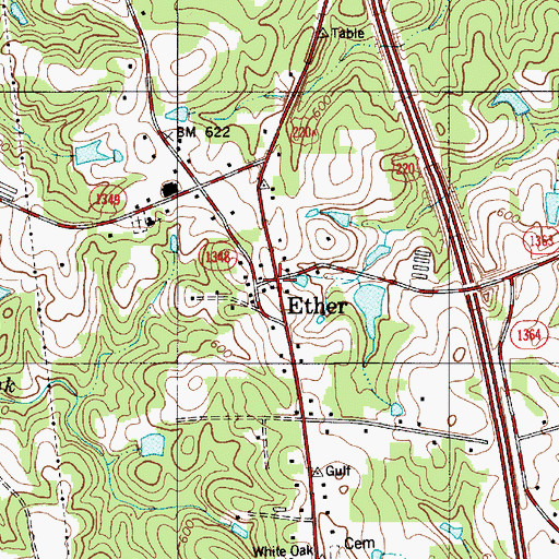 Topographic Map of Ether, NC