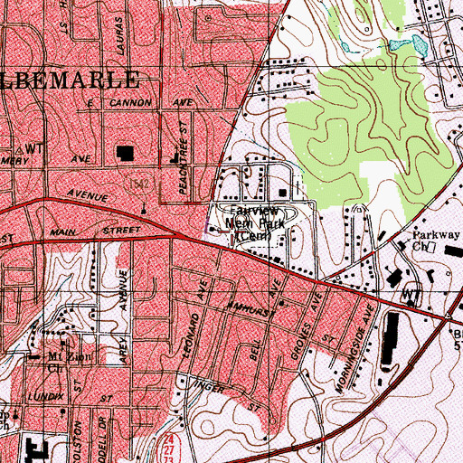 Topographic Map of Fairview Cemetery, NC