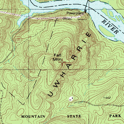 Topographic Map of Fall Mountain, NC