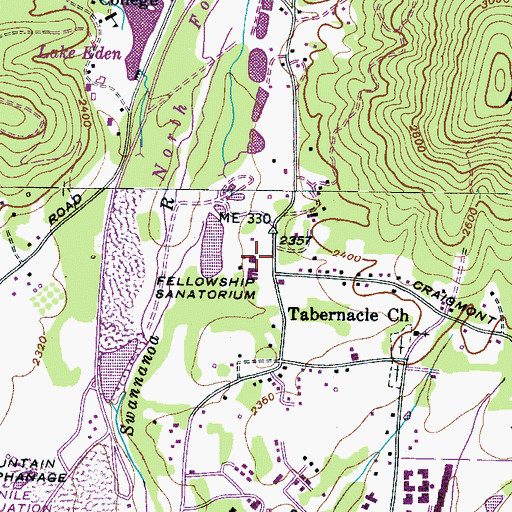 Topographic Map of Fellowship Sanatorium, NC