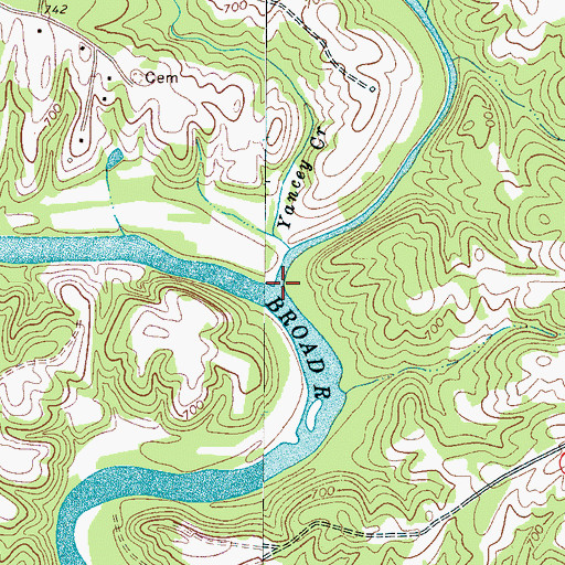 Topographic Map of First Broad River, NC