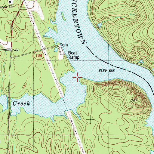 Topographic Map of Flat Creek, NC