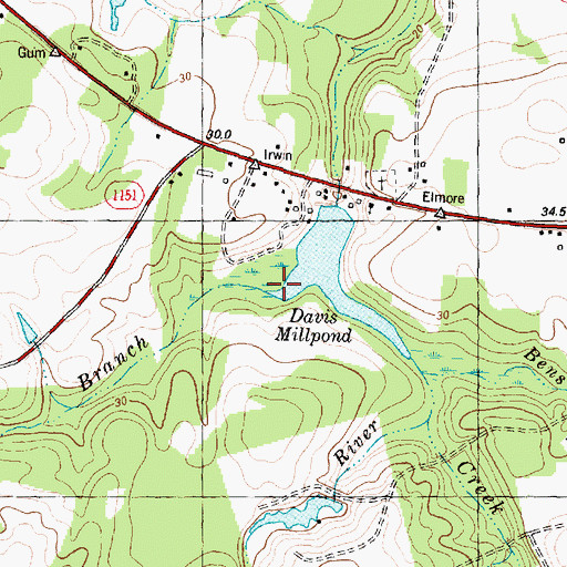 Topographic Map of Frank Nunn Branch, NC