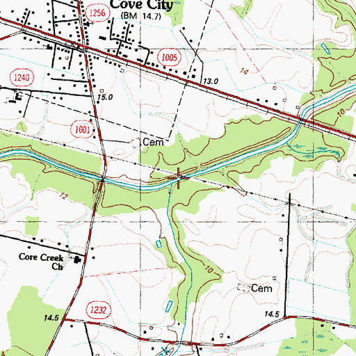 Topographic Map of Grape Creek, NC