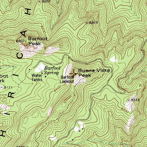 Topographic Map of Barfoot Lookout, AZ