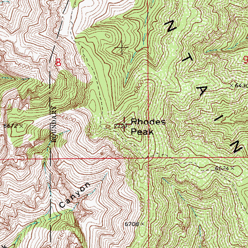 Topographic Map of Rhodes Peak, AZ