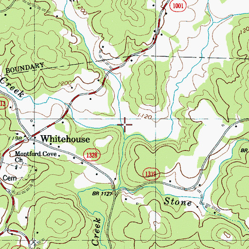 Topographic Map of Greasy Creek, NC