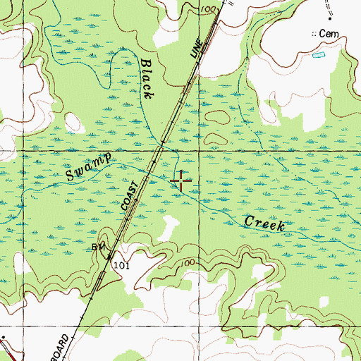 Topographic Map of Great Swamp, NC