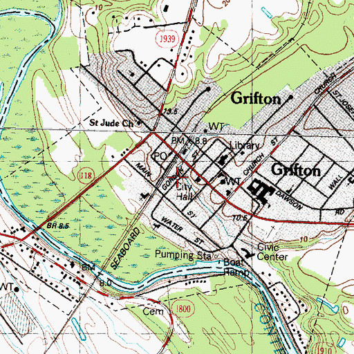 Topographic Map of Grifton, NC