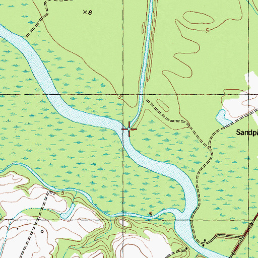 Topographic Map of Grindle Creek, NC
