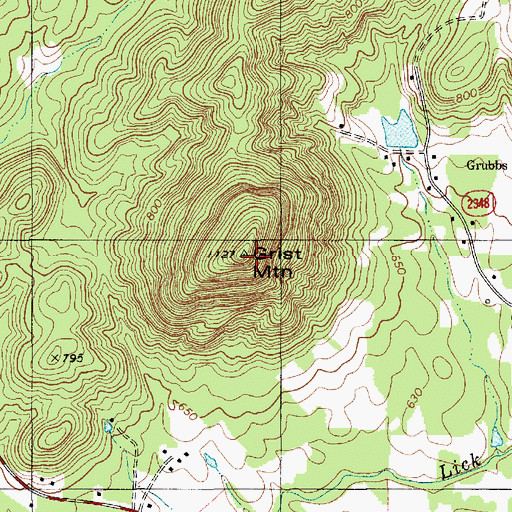 Topographic Map of Grist Mountain, NC