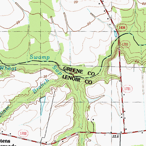 Topographic Map of Hallam Branch, NC
