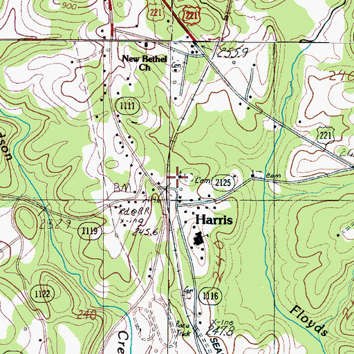 Topographic Map of Harris, NC