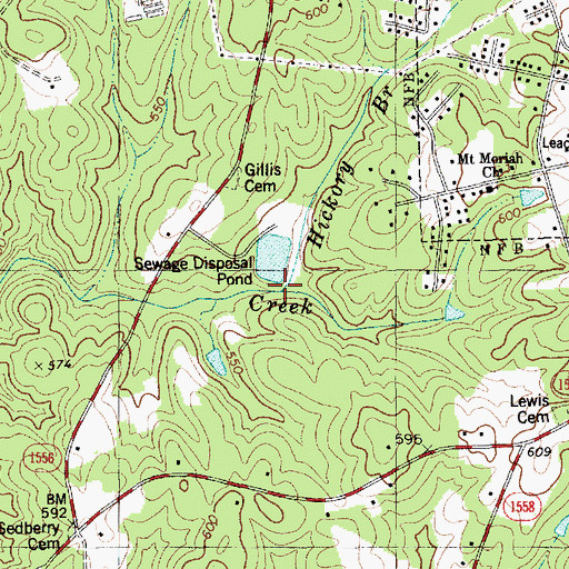 Topographic Map of Hickory Branch, NC