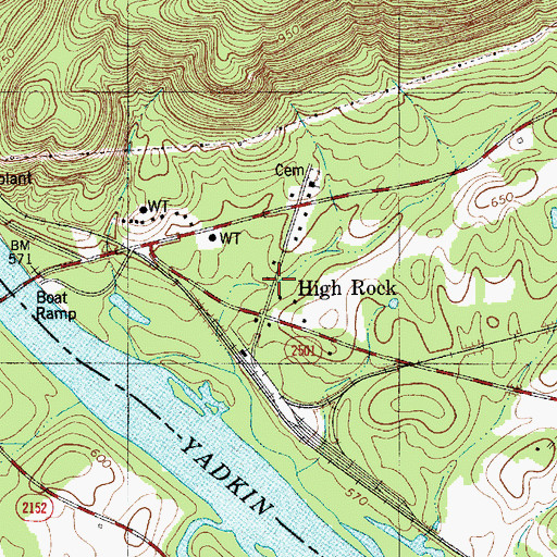Topographic Map of High Rock, NC