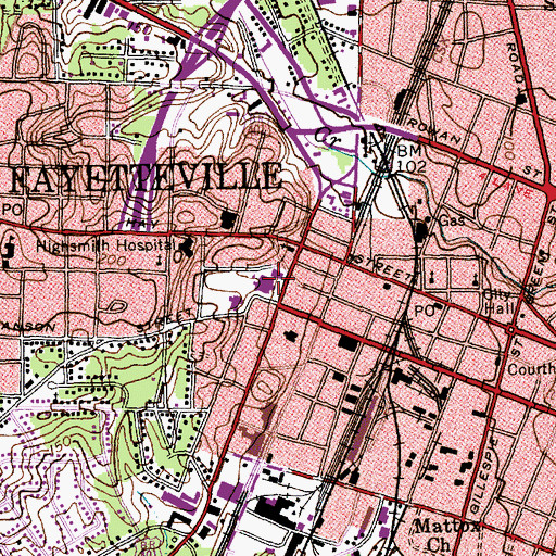 Topographic Map of Highsmith - Rainey Specialty Hospital, NC