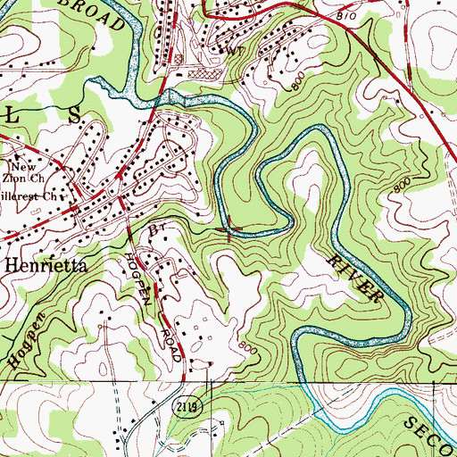Topographic Map of Hogpen Branch, NC
