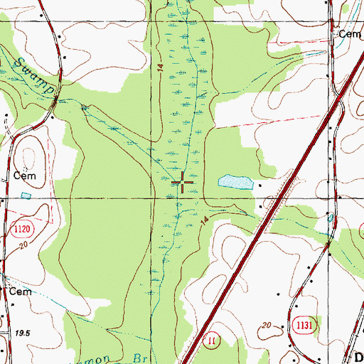 Topographic Map of Horsepen Swamp, NC