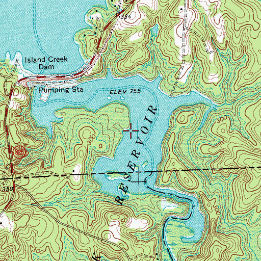Topographic Map of Island Creek Reservoir, VA