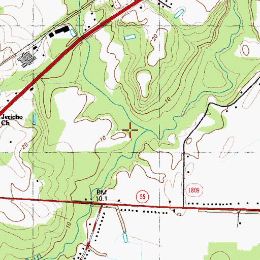 Topographic Map of Jericho Run, NC