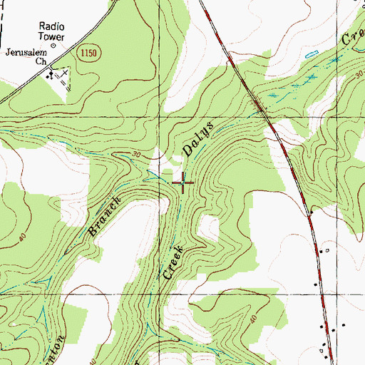Topographic Map of John Benton Branch, NC