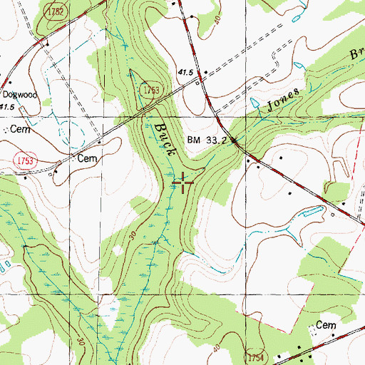 Topographic Map of Jones Branch, NC