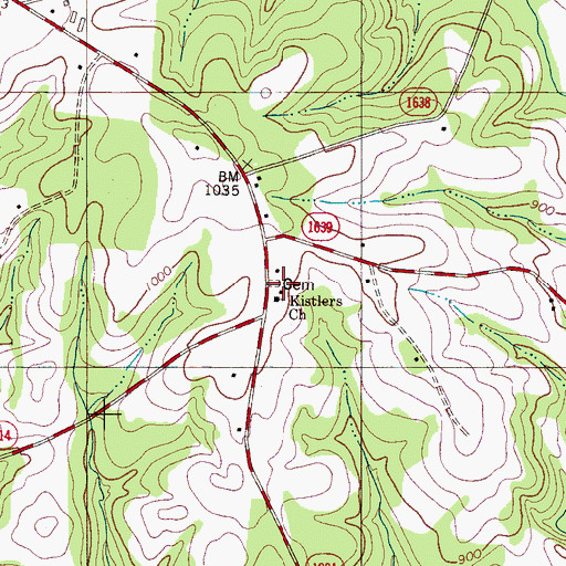 Topographic Map of Kistlers Church, NC