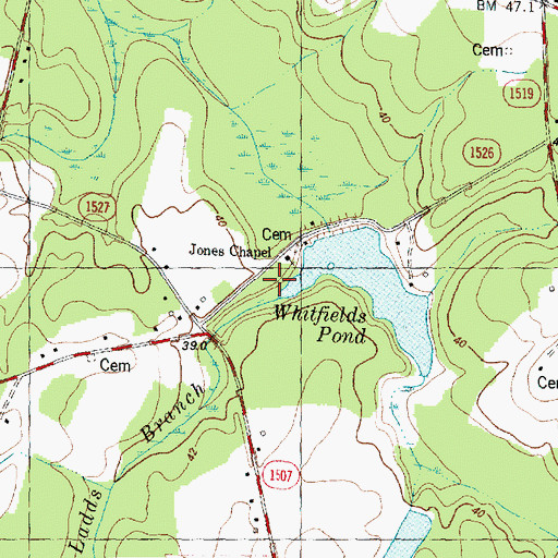 Topographic Map of Ladds Branch, NC
