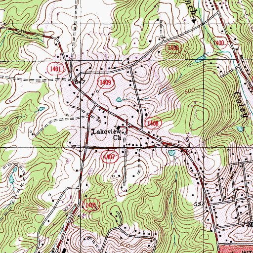 Topographic Map of Lakeview Church, NC