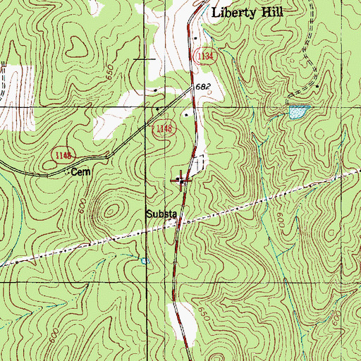 Topographic Map of Liberty Hill Church, NC