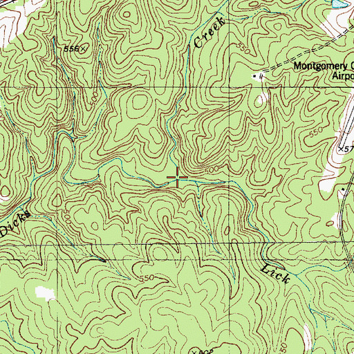 Topographic Map of Lick Creek, NC