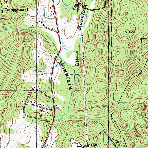 Topographic Map of Little Mountain Creek, NC