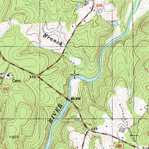Topographic Map of Long Branch, NC