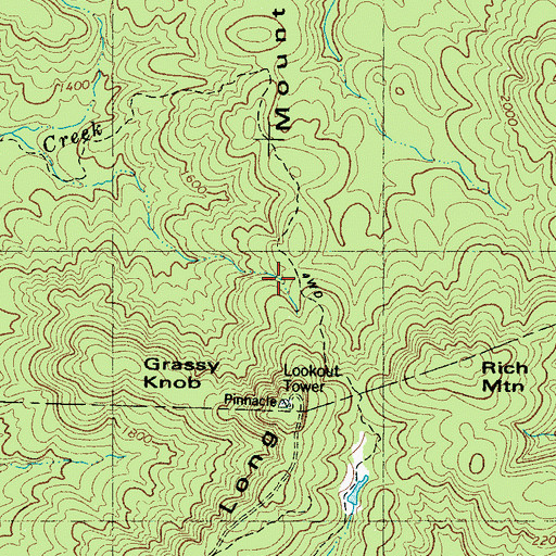 Topographic Map of Long Mountain, NC