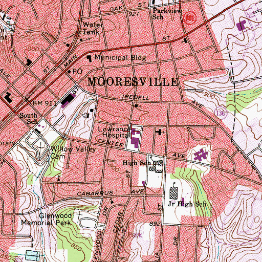Topographic Map of Lowrance Hospital, NC