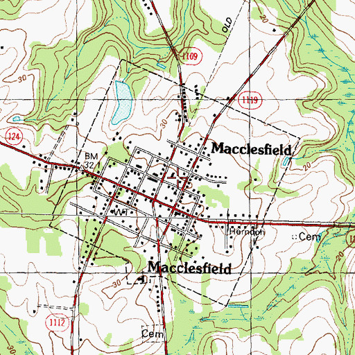 Topographic Map of Macclesfield, NC